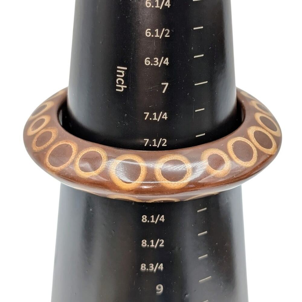 Vintage Kenneth Jay Lane Knife Edge Bamboo Slice Chunky Brown Resin Bangle - Picture 5 of 6